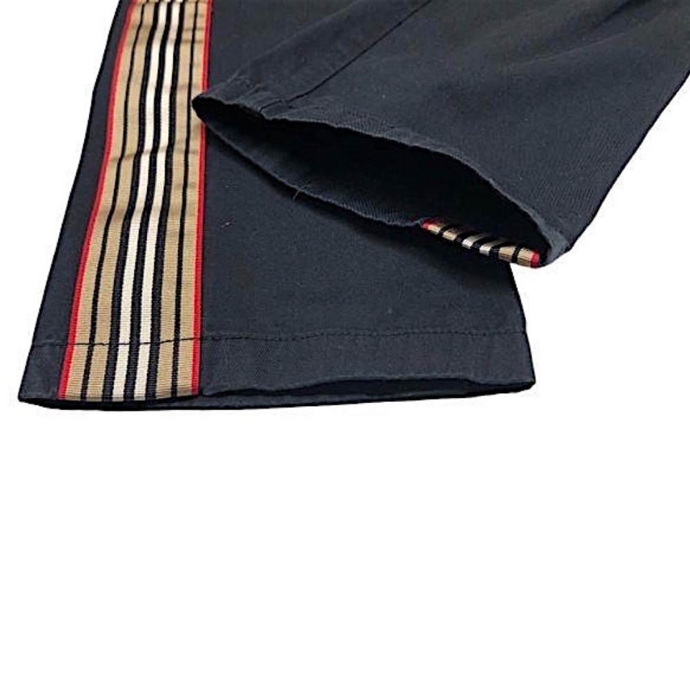 Burberry Men's Black Cotton Side Stripe Slim Straight Leg Pants Size 50